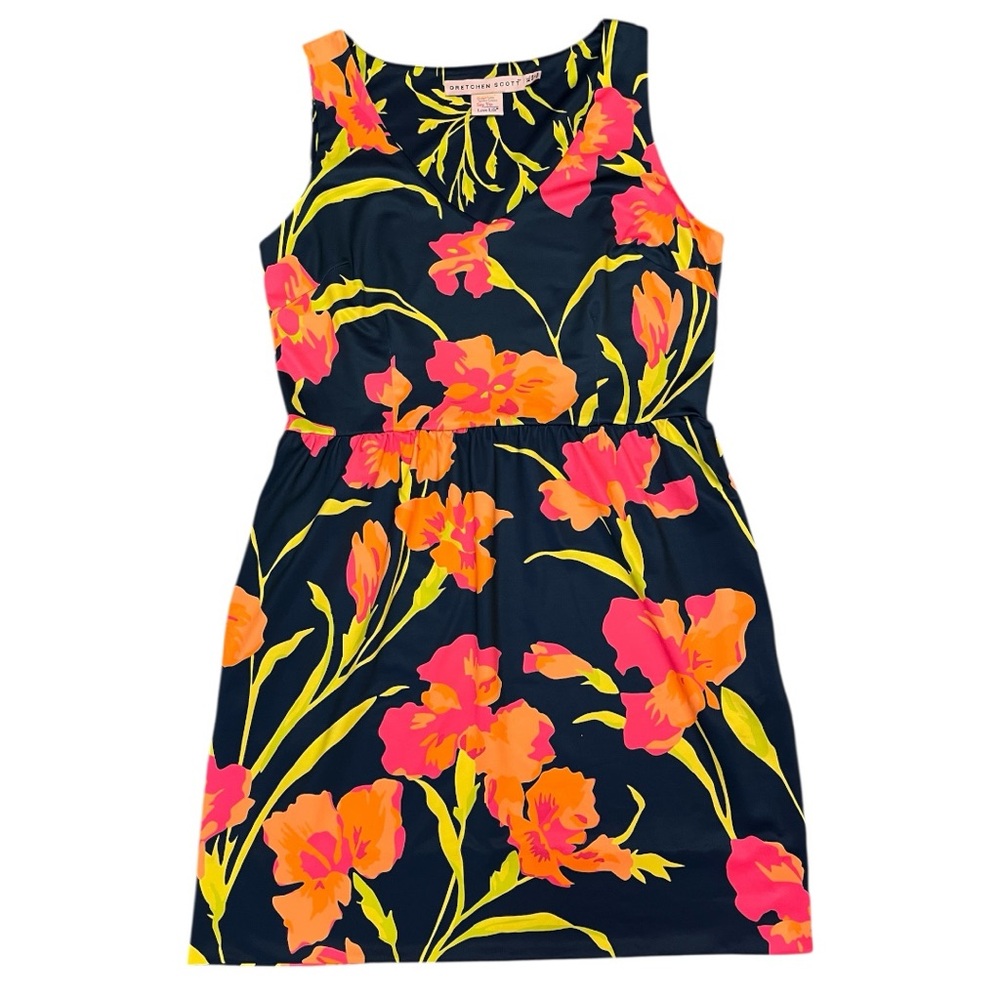 Gretchen Scott Designs Navy Mini Dress with Pink & Orange Floral Print